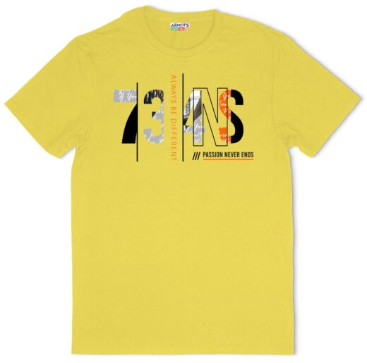 "PASSION NEVER ENDS" ROUND NECK T-SHIRT